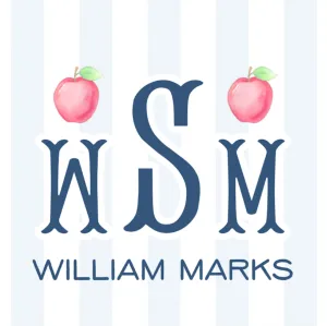 Apple Bag Tag- Blue Stripe Boy