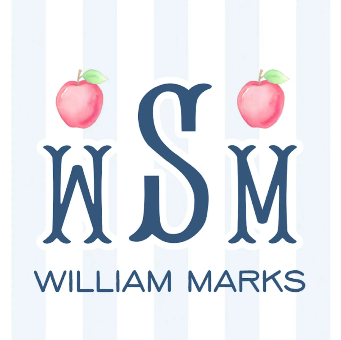 Apple Bag Tag- Blue Stripe Boy