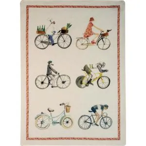 Bikers Bicycles Cream Dishtowel