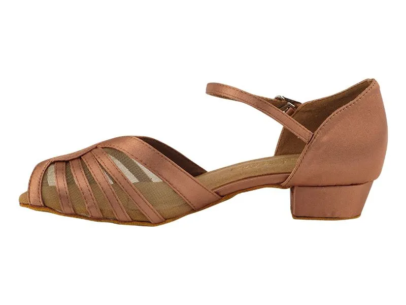 Classic Series Tan Satin  with Flesh Mesh Practice Shoe (two colors)