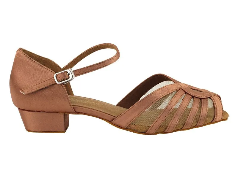 Classic Series Tan Satin  with Flesh Mesh Practice Shoe (two colors)