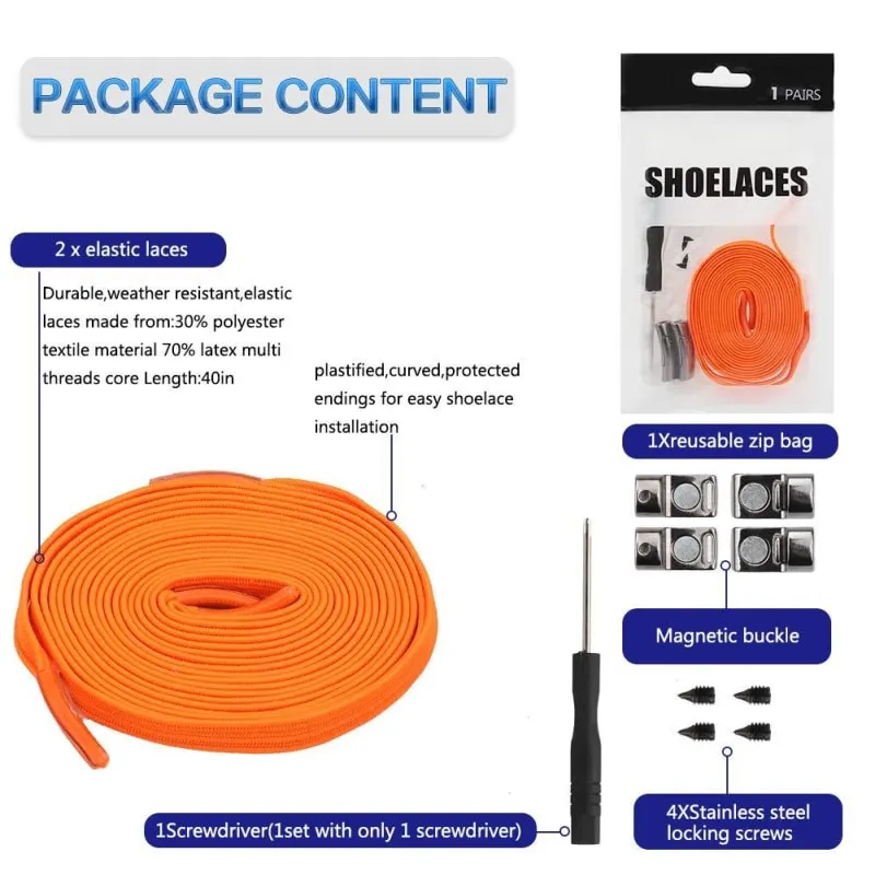 Elastic No Tie Shoelaces With Magnetic Buckle