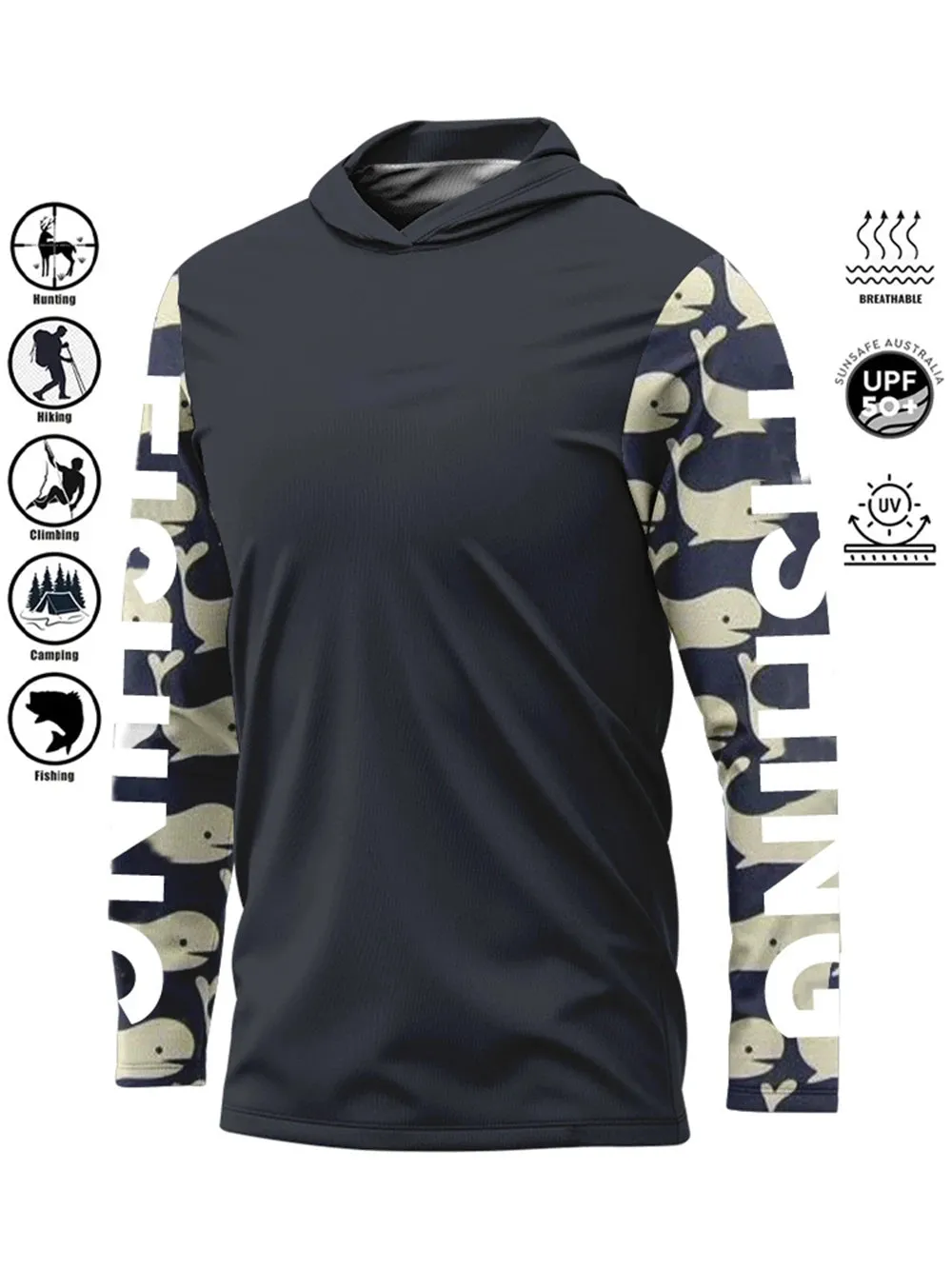 Fishing Shirt Hooded UV Protection Large Size Man Fishing Apparel Tops
