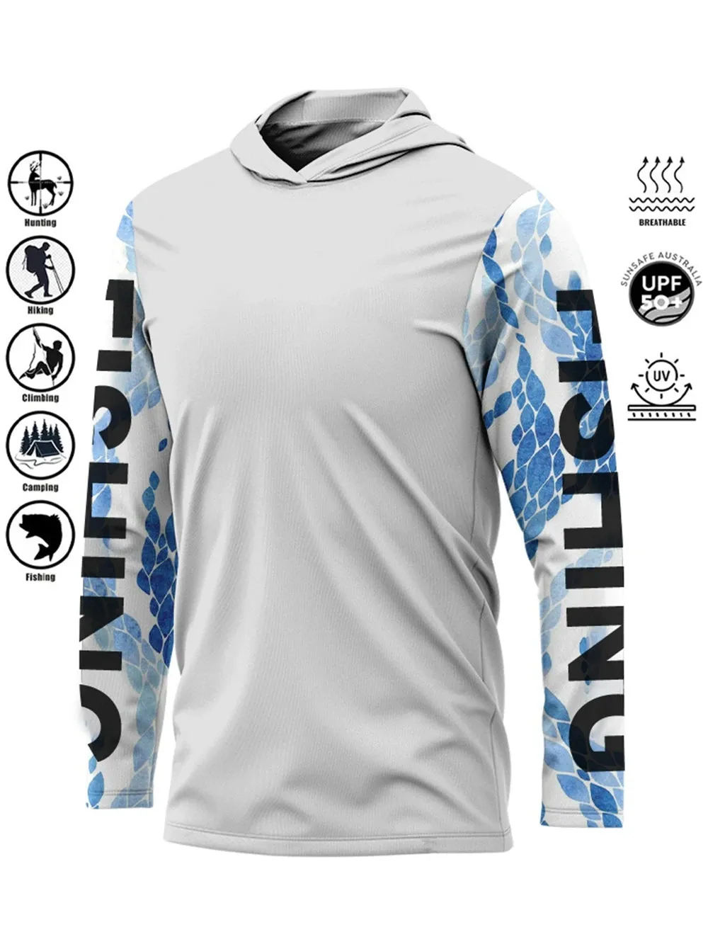 Fishing Shirt Hooded UV Protection Large Size Man Fishing Apparel Tops
