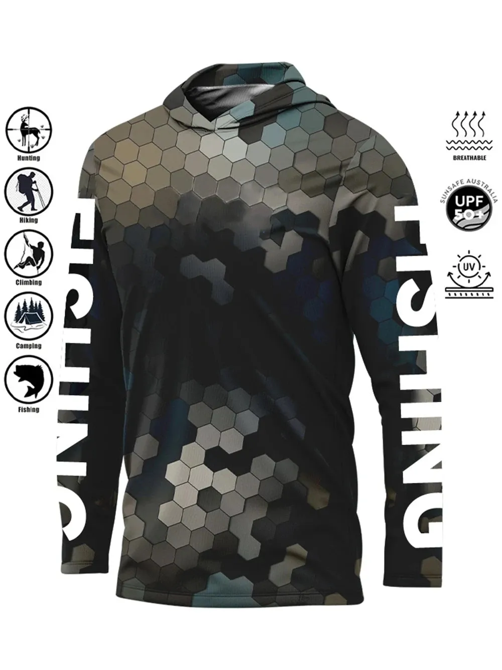 Fishing Shirt Hooded UV Protection Large Size Man Fishing Apparel Tops