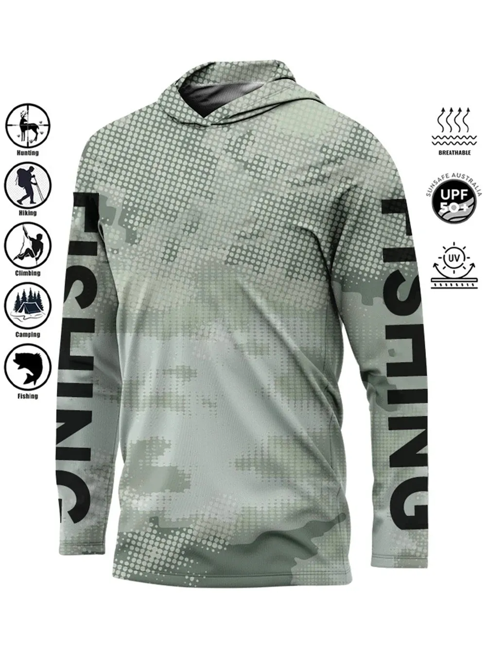 Fishing Shirt Hooded UV Protection Large Size Man Fishing Apparel Tops