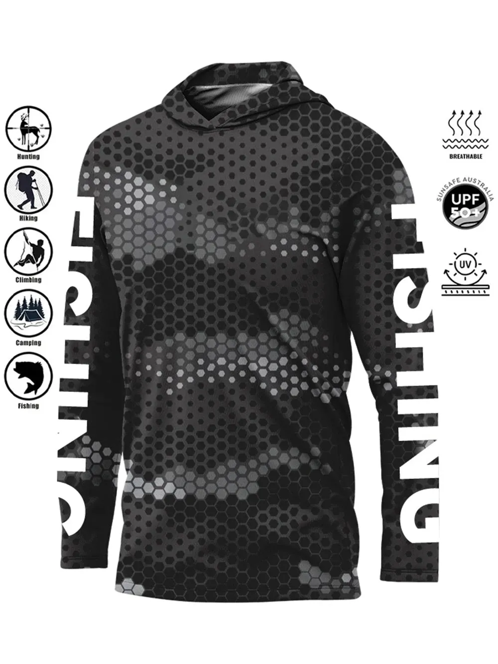 Fishing Shirt Hooded UV Protection Large Size Man Fishing Apparel Tops