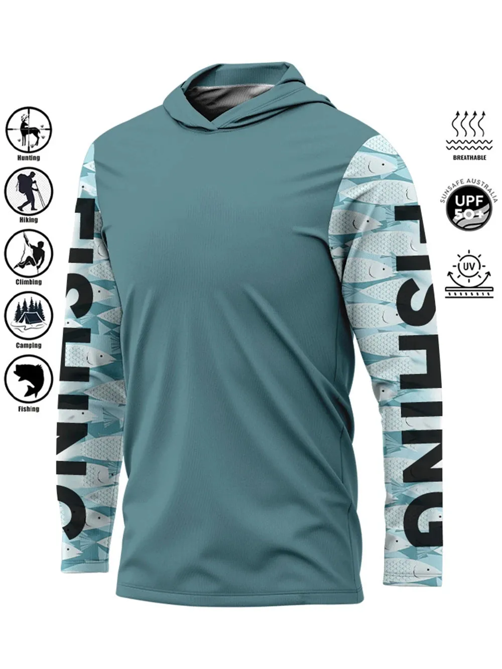 Fishing Shirt Hooded UV Protection Large Size Man Fishing Apparel Tops