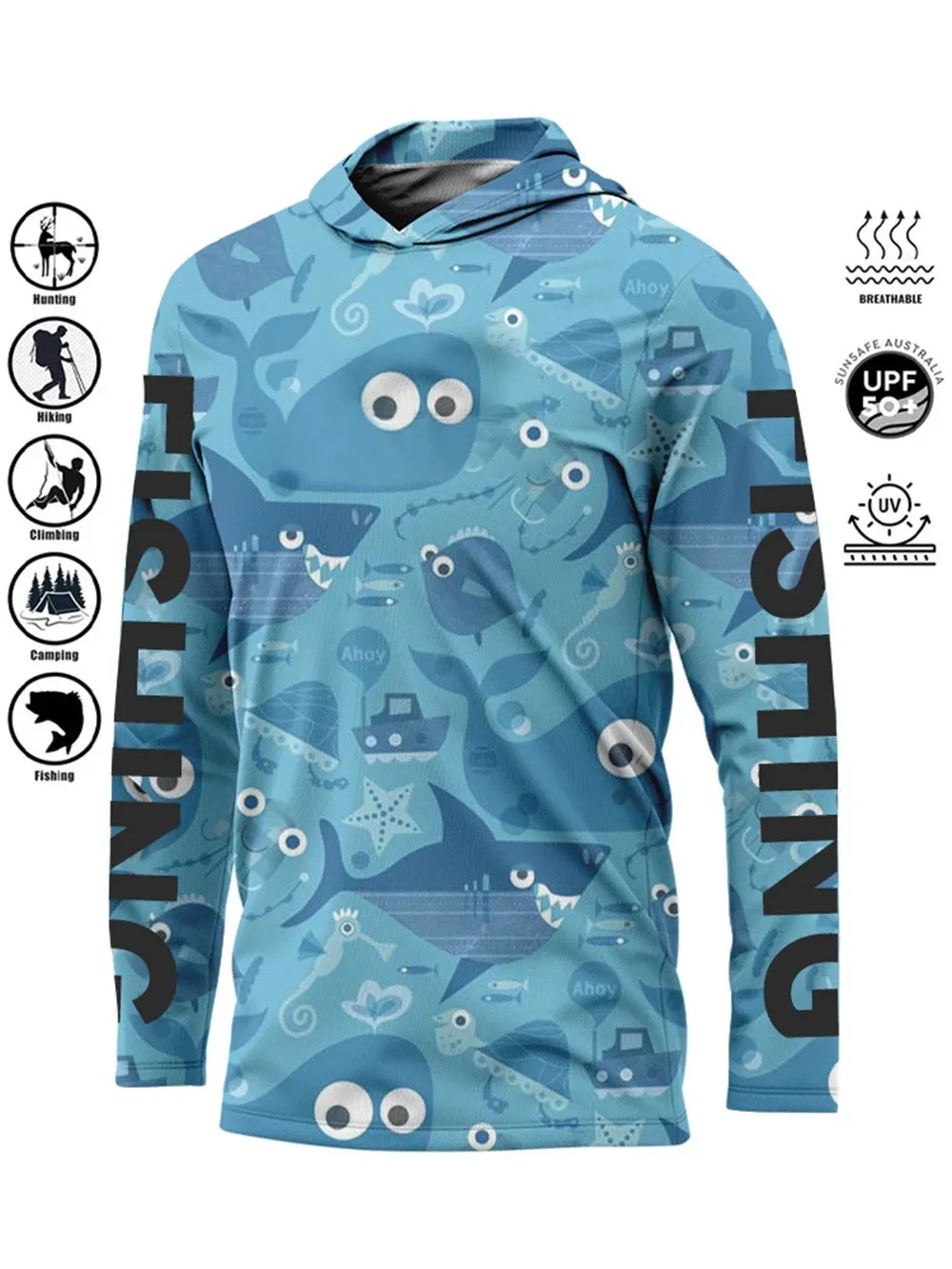 Fishing Shirt Hooded UV Protection Large Size Man Fishing Apparel Tops