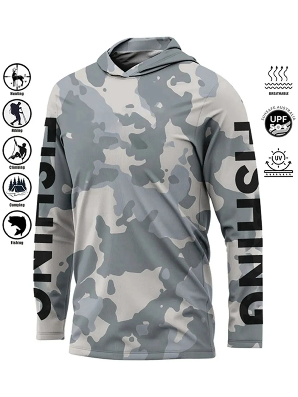Fishing Shirt Hooded UV Protection Large Size Man Fishing Apparel Tops