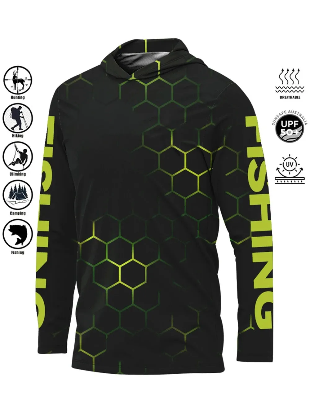 Fishing Shirt Hooded UV Protection Large Size Man Fishing Apparel Tops