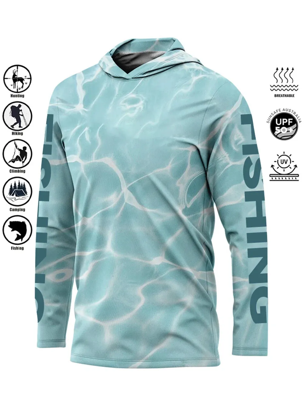 Fishing Shirt Hooded UV Protection Large Size Man Fishing Apparel Tops