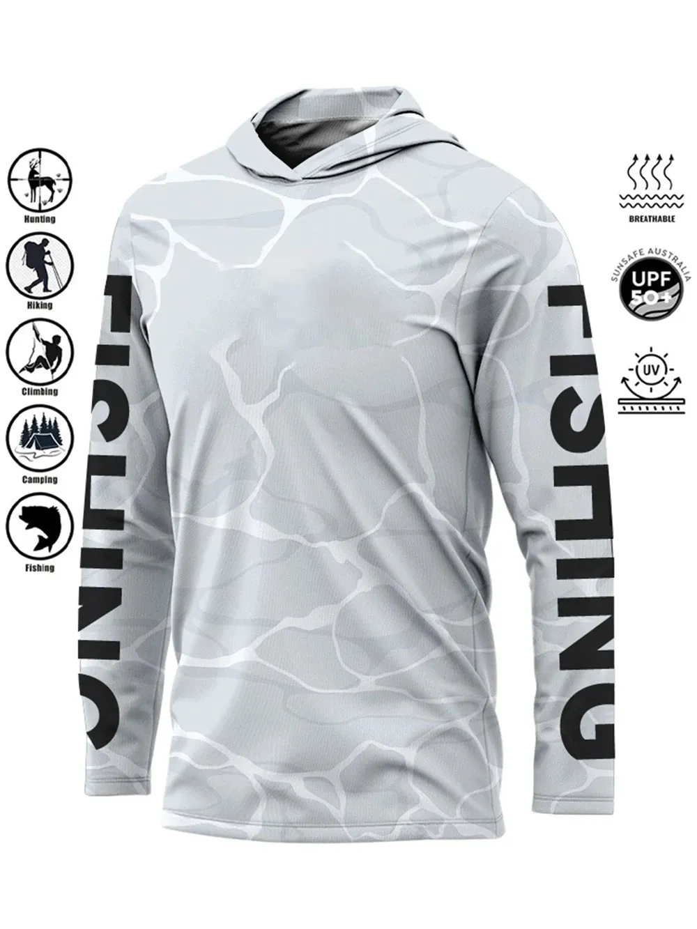 Fishing Shirt Hooded UV Protection Large Size Man Fishing Apparel Tops