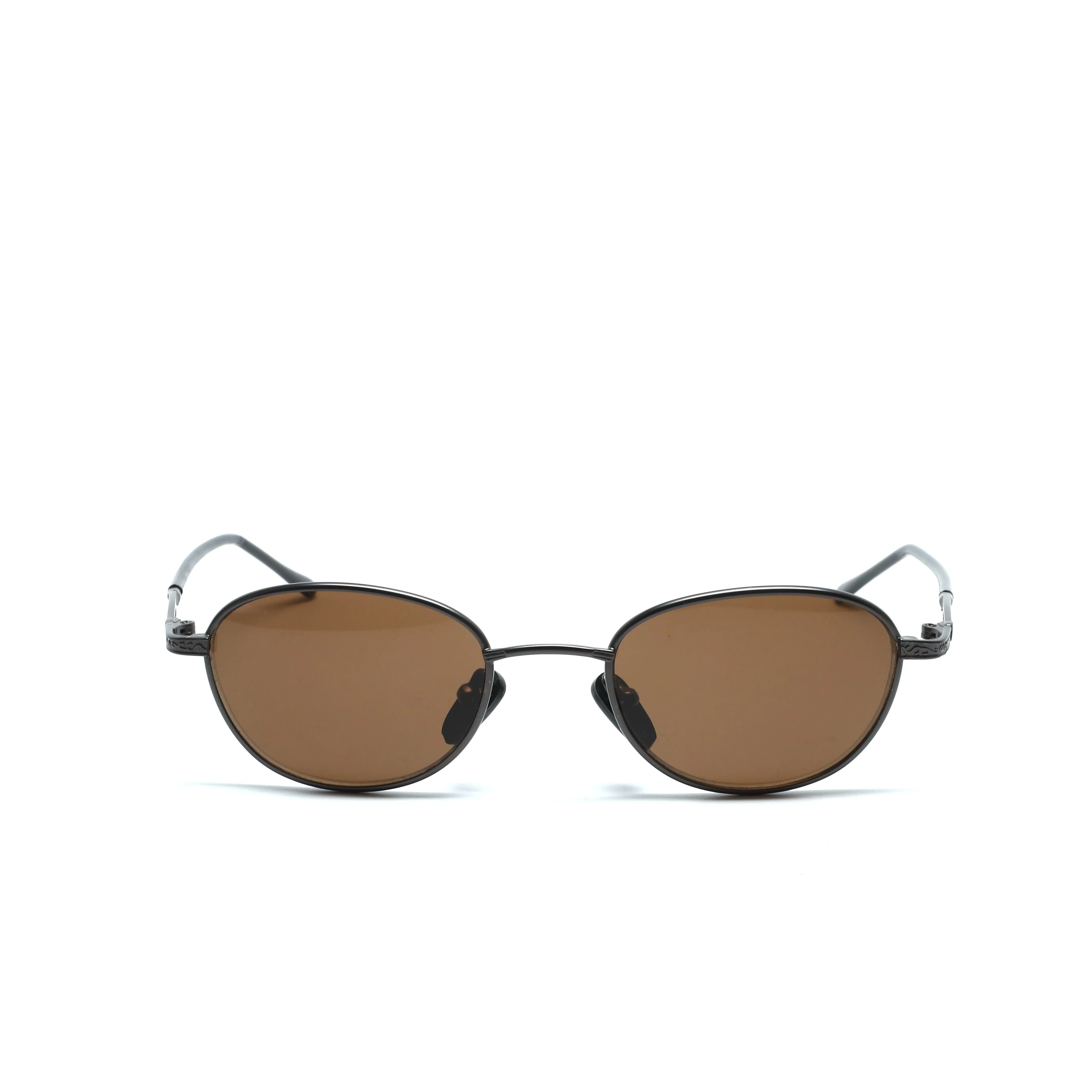 //Style M30// Vintage Geometric Oval Wire Frame Sunglasses - Brown