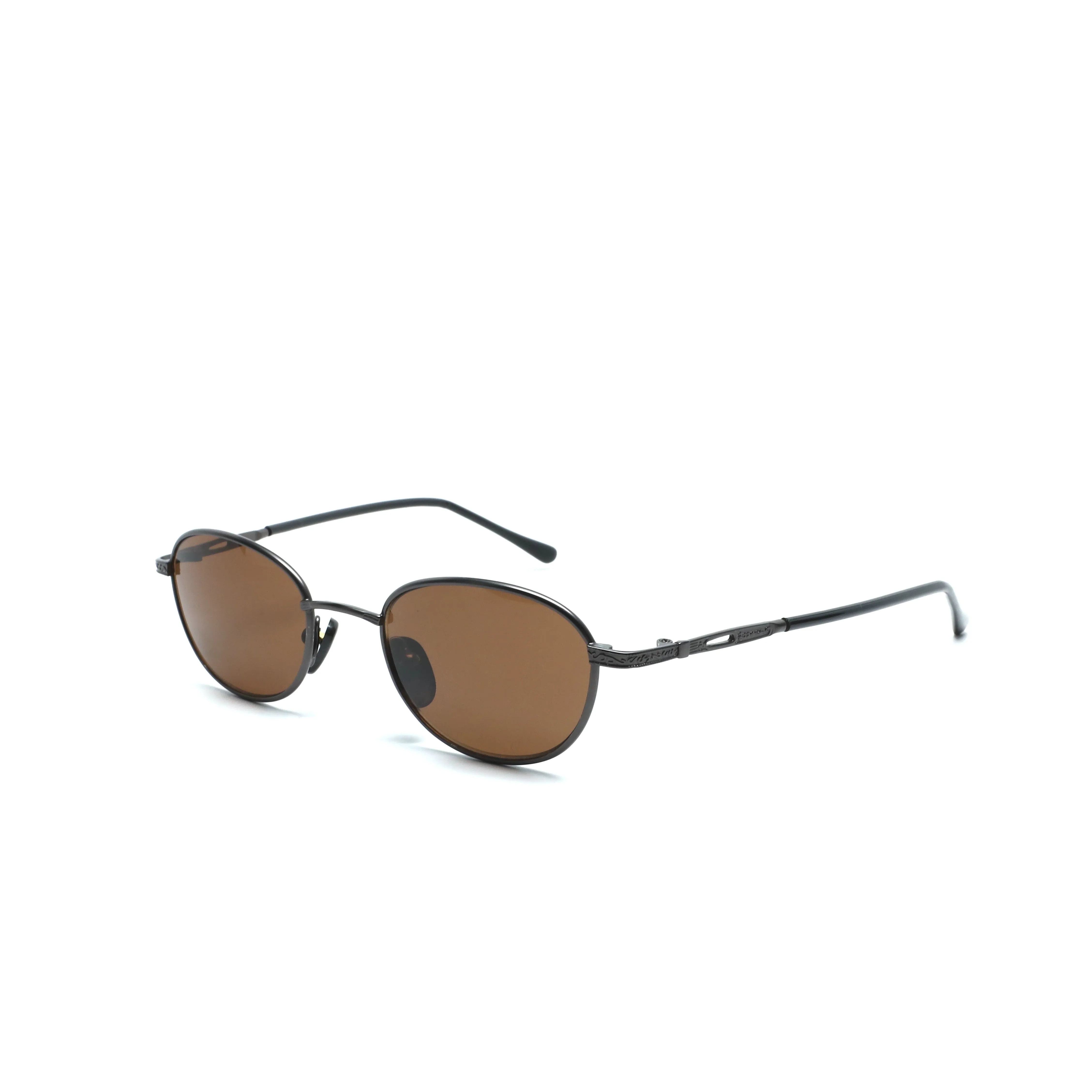 //Style M30// Vintage Geometric Oval Wire Frame Sunglasses - Brown
