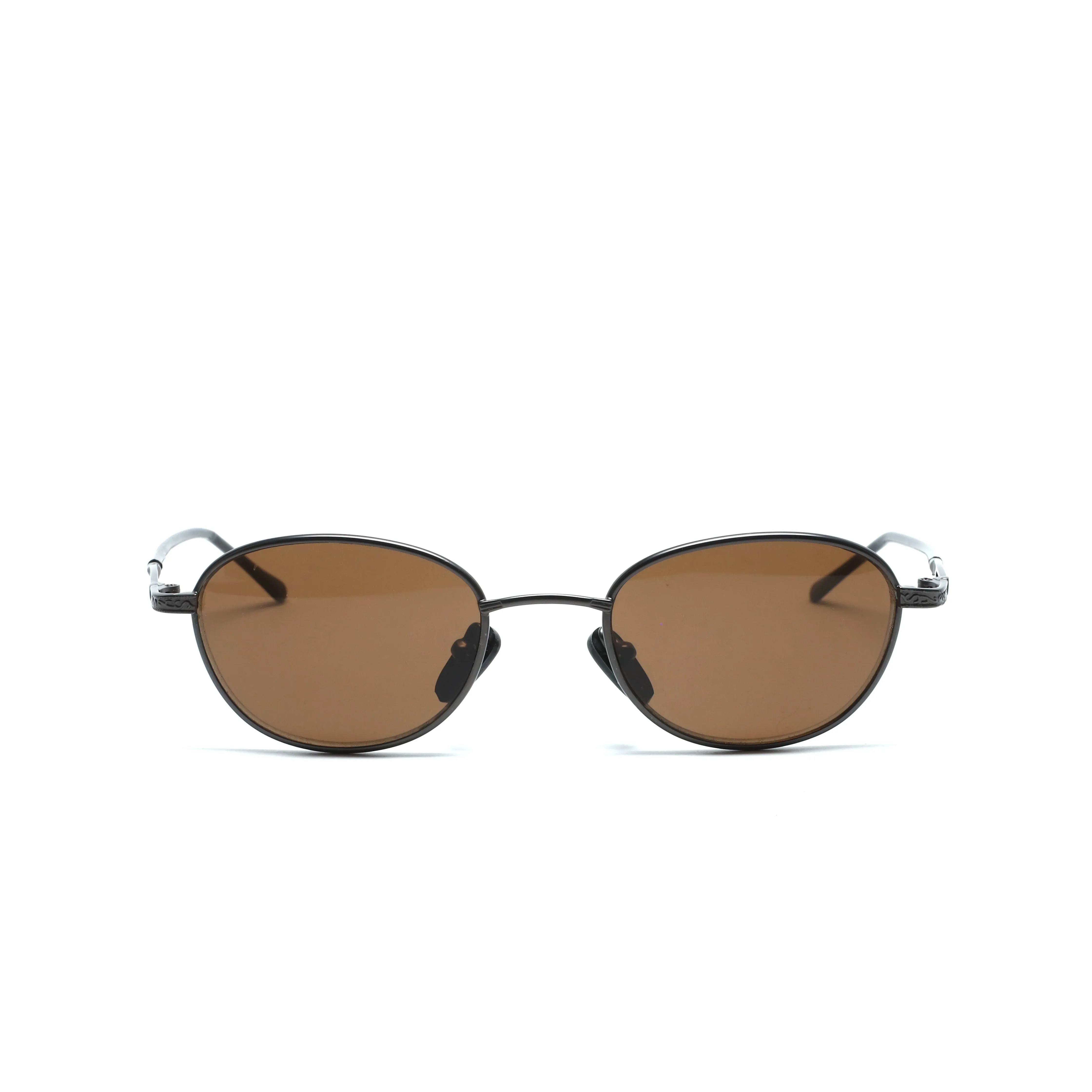 //Style M30// Vintage Geometric Oval Wire Frame Sunglasses - Brown