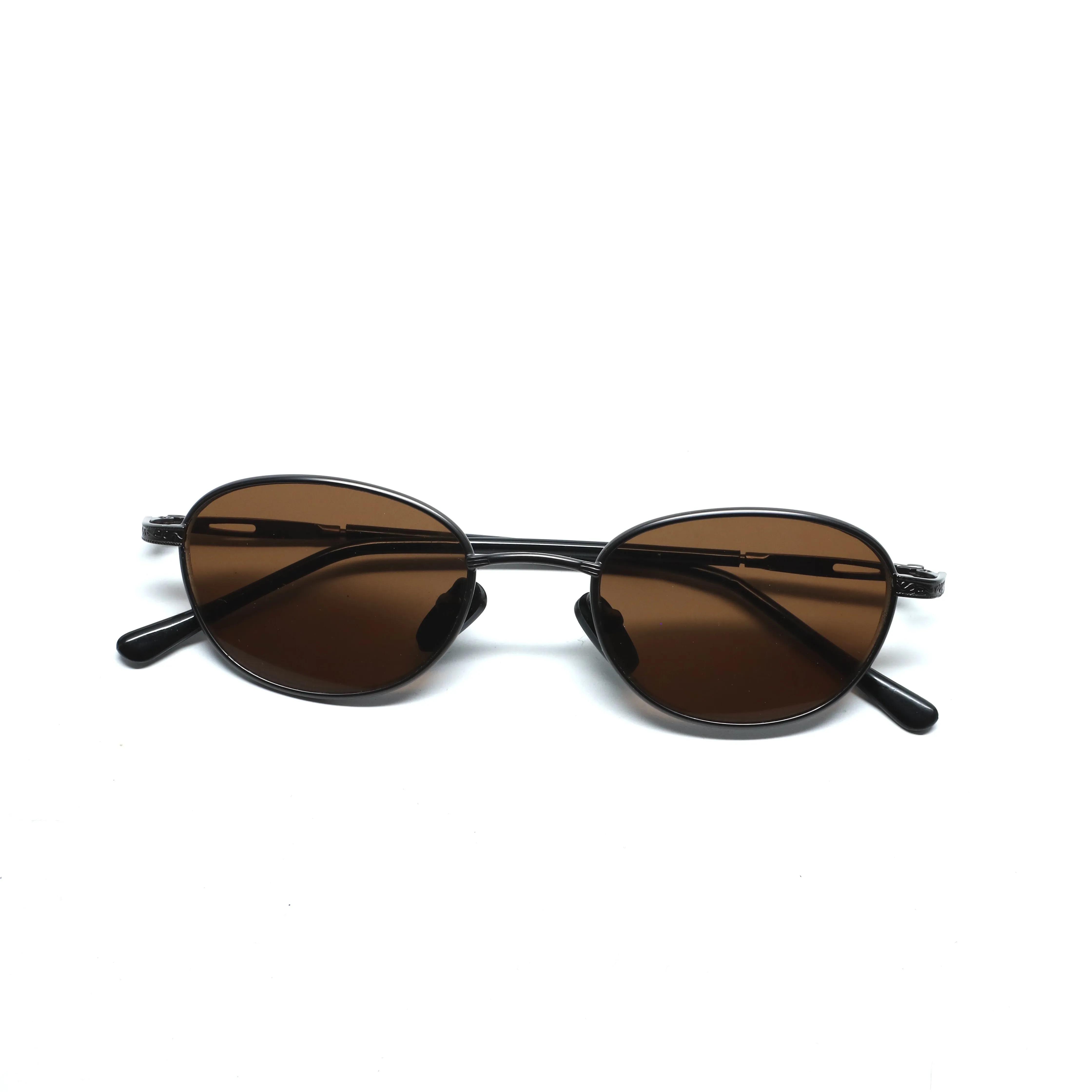 //Style M30// Vintage Geometric Oval Wire Frame Sunglasses - Brown