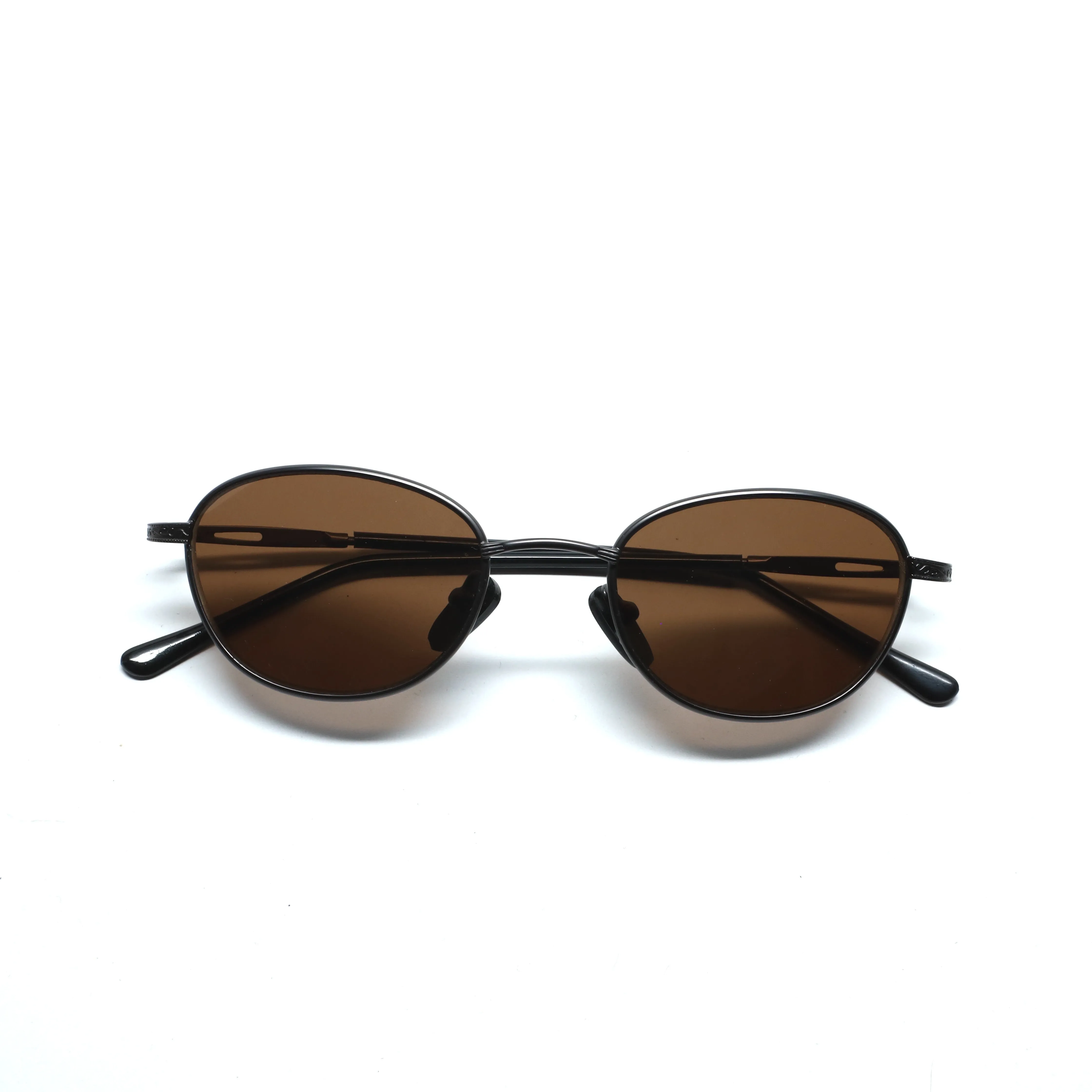 //Style M30// Vintage Geometric Oval Wire Frame Sunglasses - Brown