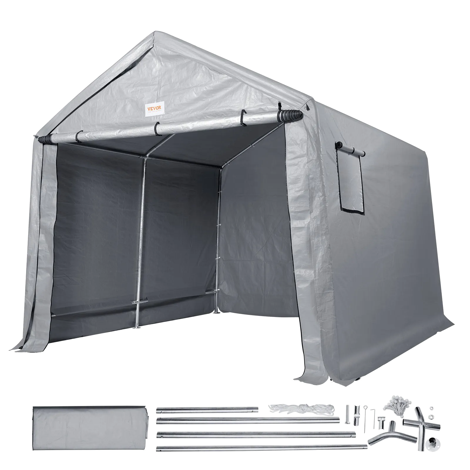 Vevor Outdoor Storage Shelter 7' x 12' x 7.36' Portable Shed with Roll-Up Zipper Door and Ventilated Windows New